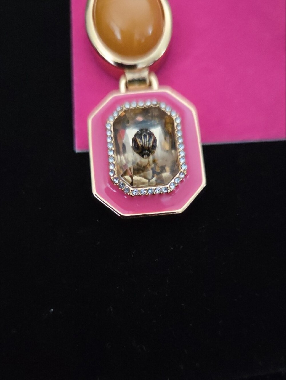 NWT Kurt Geiger London Signature Stone Gem Drop Earrings - Colorful Gold - Picture 5 of 9